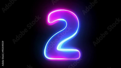 Wallpaper Mural Neon Number Two on Black Background Generative AI Torontodigital.ca