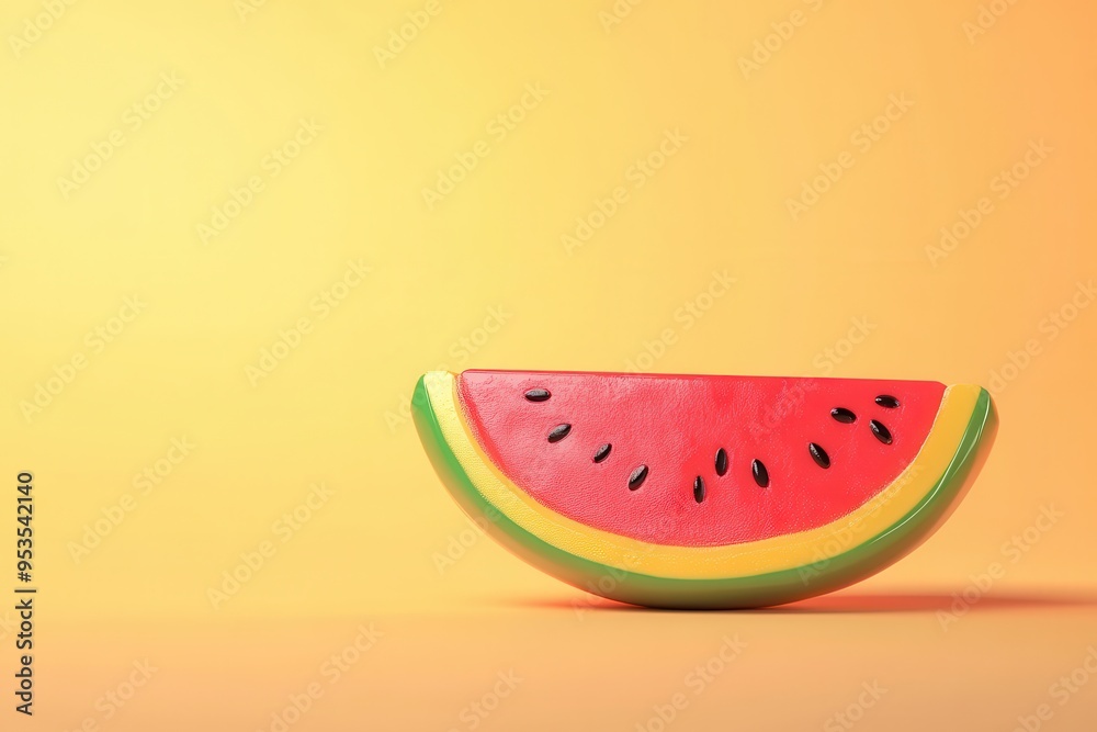 A watermelon slice is shown on a background A watermelon slice is shown on a background