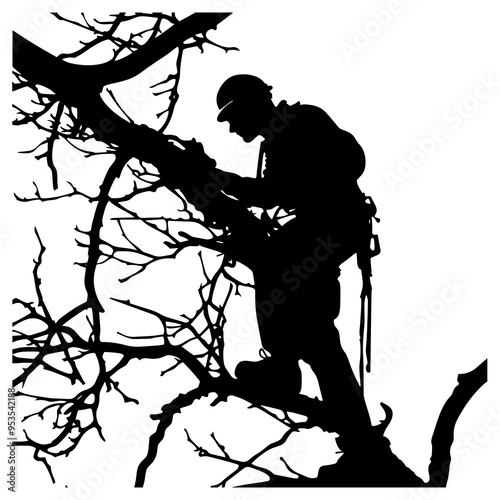 vector silhouette of a Arborist