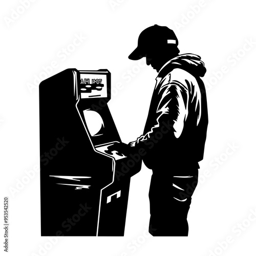 vector silhouette of a Arcade Gaming