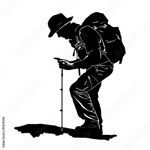 vector silhouette of a Archeologist