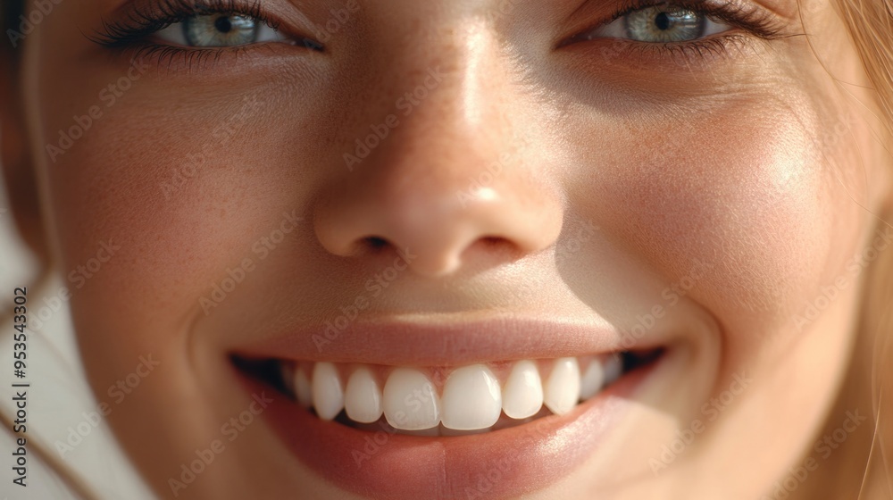 Obraz premium Radiant Smile: Close-up Beauty Portrait