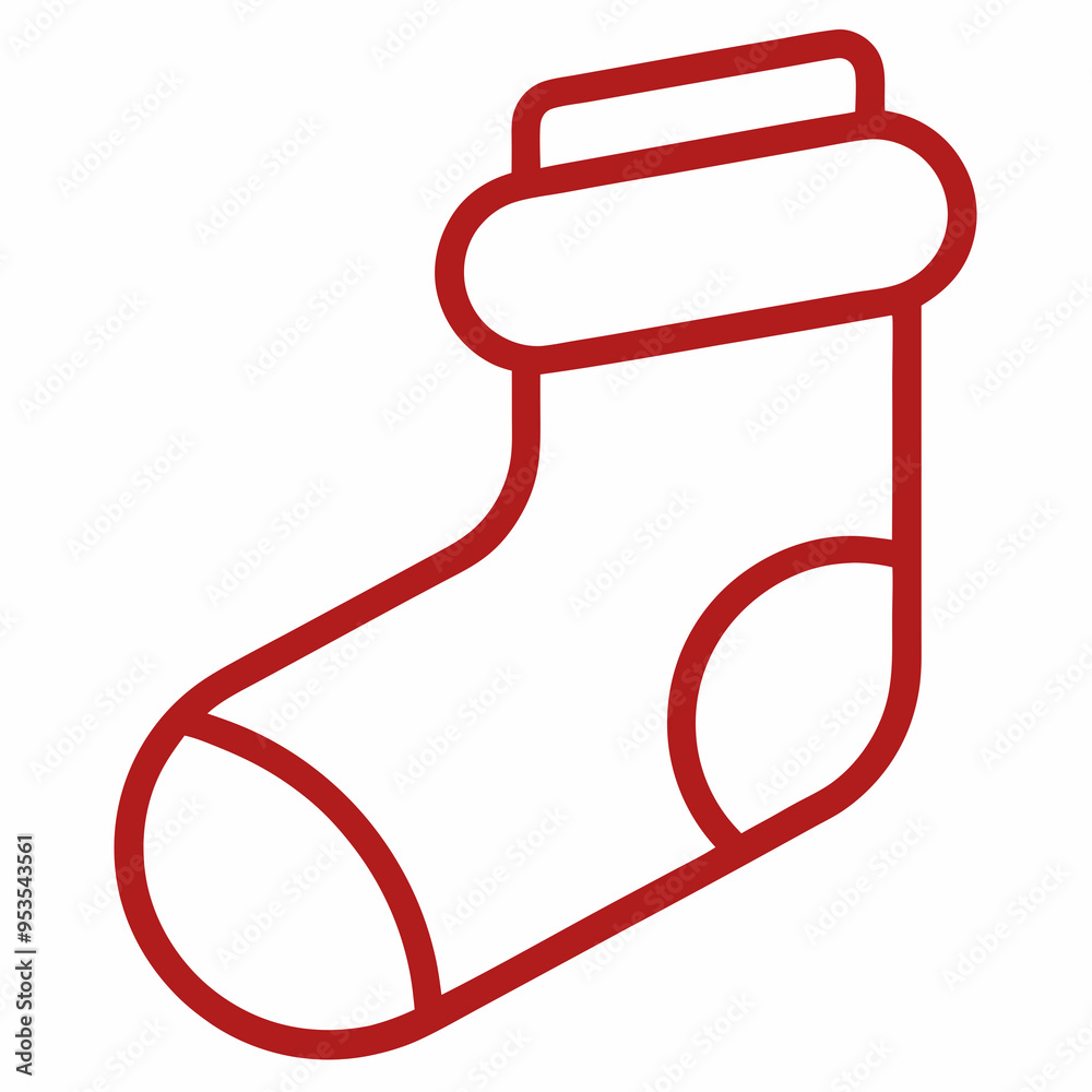 Line art of a Christmas sock icon Line art of a Christmas sock icon