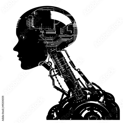 vector silhouette of a Artificial Intelligence