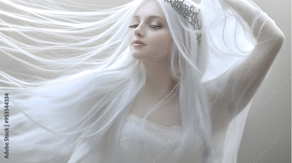 A Snow Queen beauty model with silver hair, perfect for snow-themed beauty wallpapers and backgrounds. A Snow Queen beauty model with silver hair, perfect for snow-themed beauty wallpapers and backgrounds.