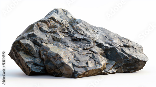 A highly detailed, photorealistic rock on a white background 