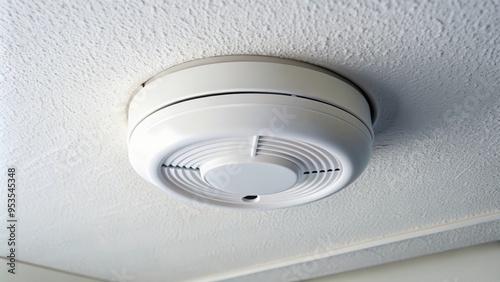 Carbon monoxide alarm installed on ceiling , safety, home, detection, warning, toxic, gas, indoors, technology photo