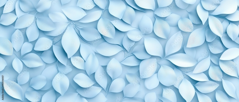 A serene pattern of soft blue leaves, creating a calming and refreshing background for various design projects. A serene pattern of soft blue leaves, creating a calming and refreshing background for various design projects.