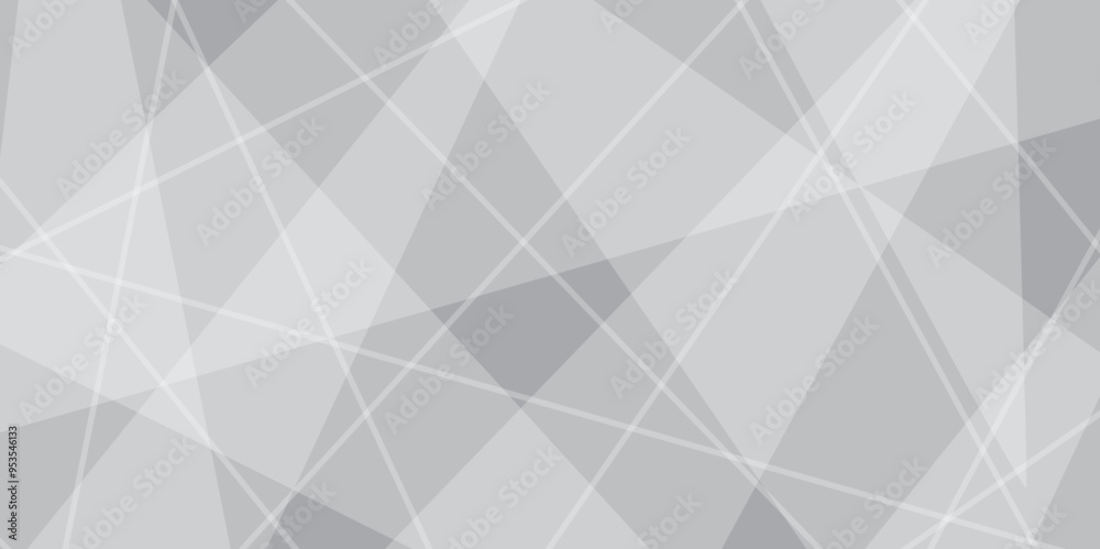 Obraz premium Abstract grey gradient triangle background with white stoke. Modern Style Triangle Shaped Translucent Overlapping Planes Geometric abstract background for business banner Design Template. 