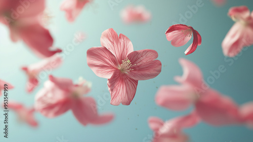 petal flowers flying in the air in spring season