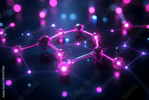 Abstract glowing molecular structure connected network science technology innovation