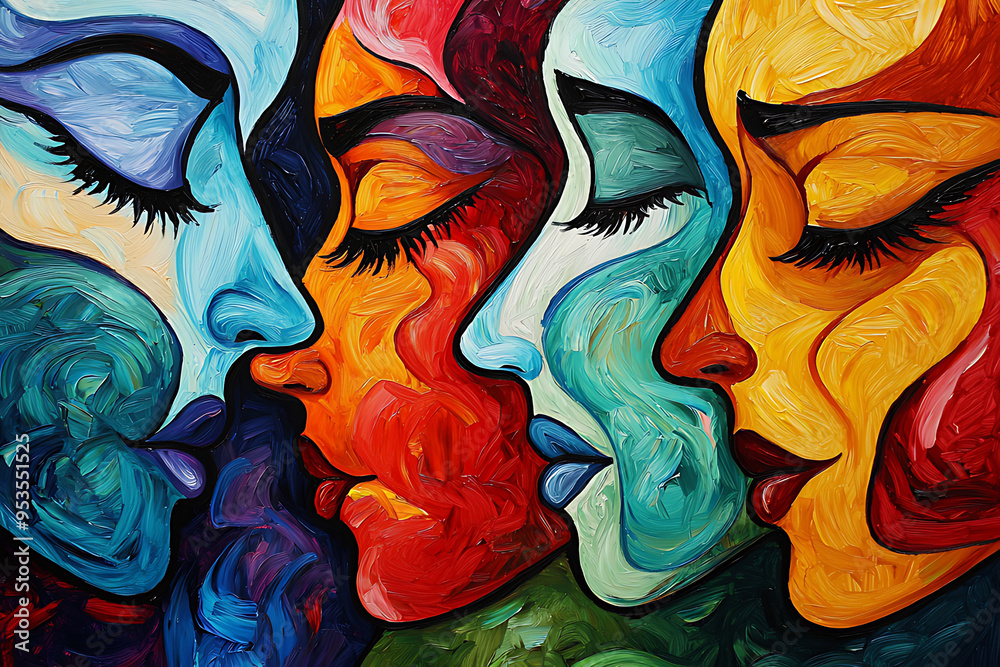 Obraz premium Expressive features merge with a smooth gradient of colors