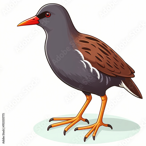 Crake  bird against white background  photo