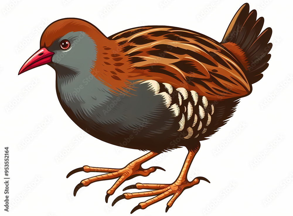 Fototapeta premium Crake bird against white background 