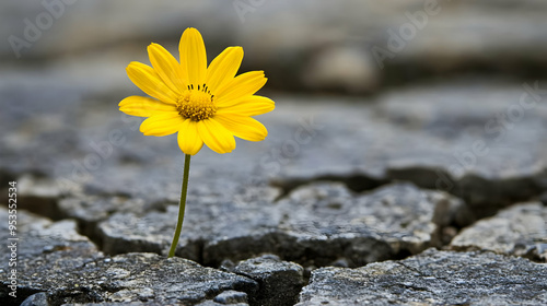 Yellow Flower Growing Through Crack in Pavement