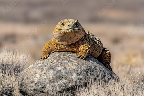 Lizard on Rock in Desert