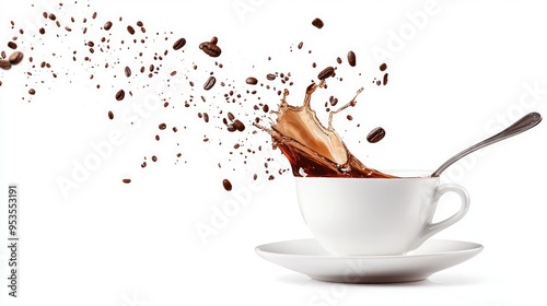 cup of coffee for breakfast on white background