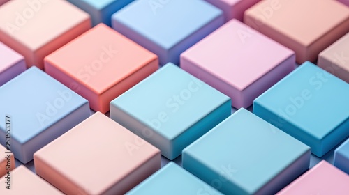 Colorful 3D blocks arranged in a pattern, showcasing various pastel shades, perfect for design and abstract themes.