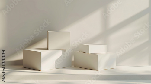 Mockup of a Cardboard Box on a Light Background for Packaging Design and Branding Display