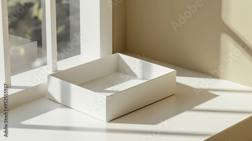 Mockup of a Cardboard Box on a Light Background for Packaging Design and Branding Display