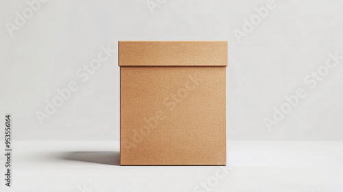 Mockup of a Cardboard Box on a Light Background for Packaging Design and Branding Display