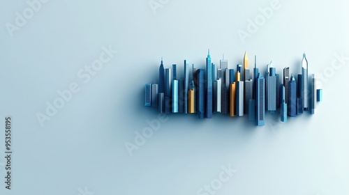 Stylish abstract skyline with varied heights and colors against a smooth background, perfect for modern design projects.