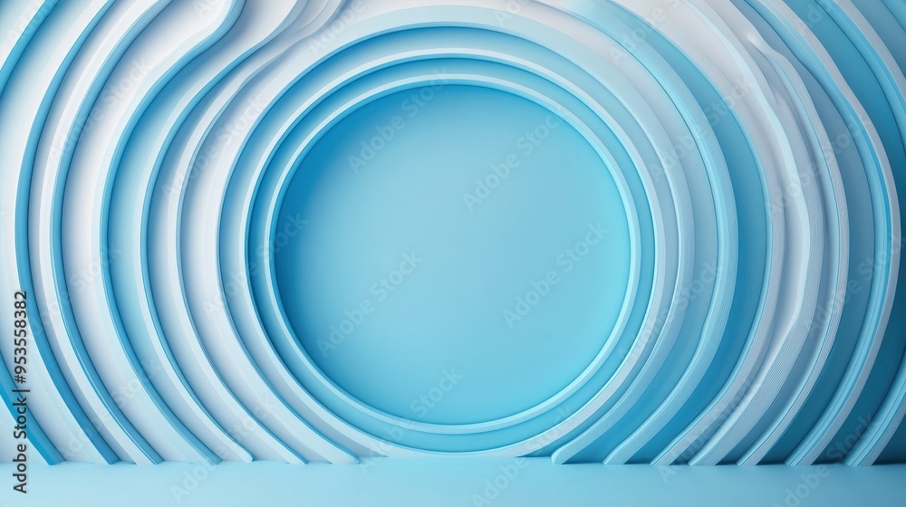 Fototapeta premium Stylish blue abstract background with layered circular patterns, perfect for modern designs and creative presentations.