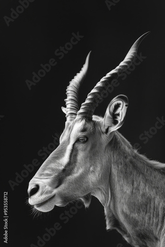 portrait studio photograph of eland black and white