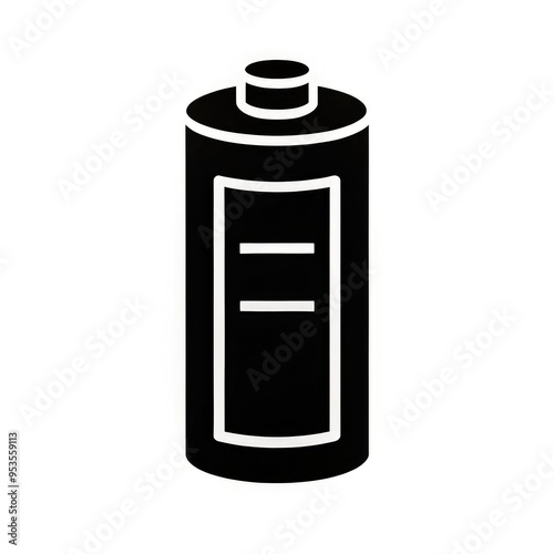 Black and white battery vector icon for use in standard scale designs. Generative AI