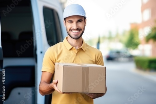 Delivery person holding a package