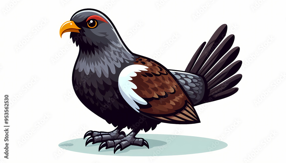 Fototapeta premium Capercaillie bird against white background 