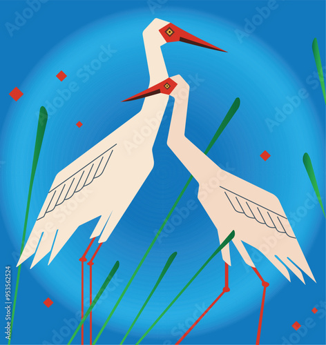 migratory bird of India Siberian crane bird vector illustration