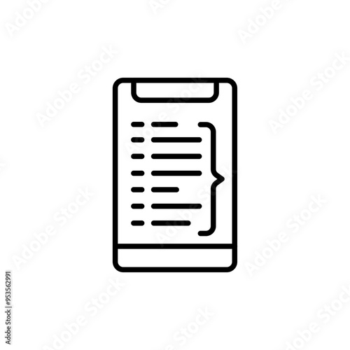 Mobile development outline icons, minimalist vector illustration ,simple transparent graphic element .Isolated on white background