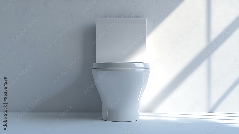 Modern White Toilet in Minimalist Bathroom 3D Illustration Modern White Toilet in Minimalist Bathroom 3D Illustration