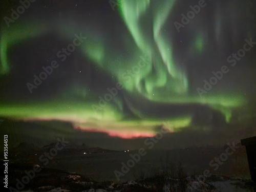 aurora borealis in the mountains
