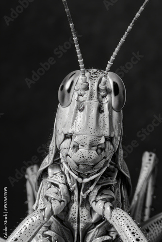 portrait studio photograph of locust black and white