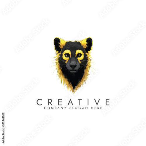 A wolf with a yellow head, A fierce and bold wolf mascot logo vector design Ai generated