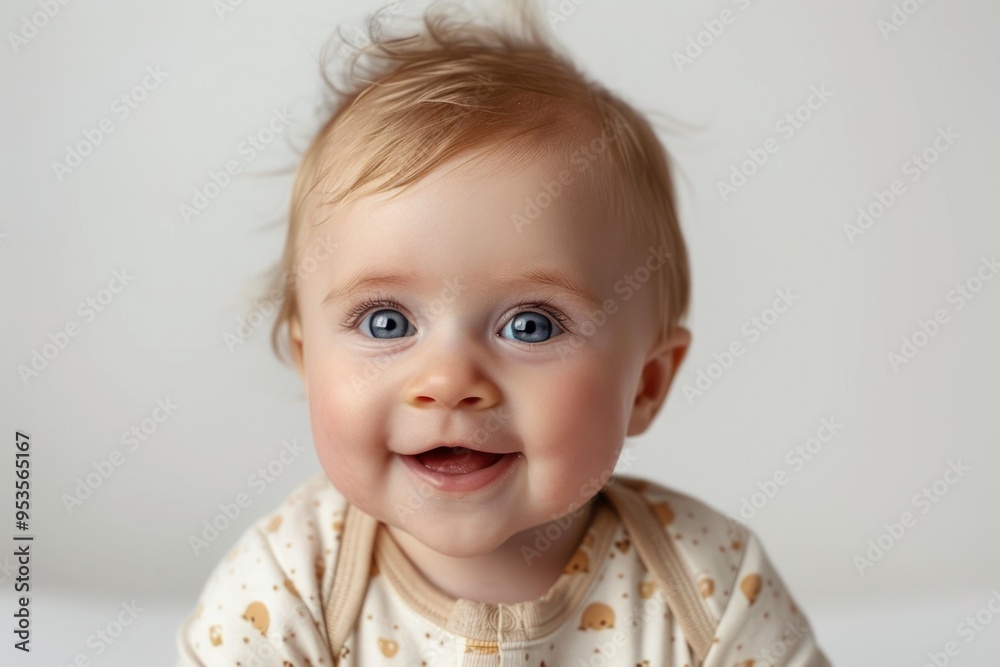 Portrait of a smiling baby with blue eyes Portrait of a smiling baby with blue eyes
