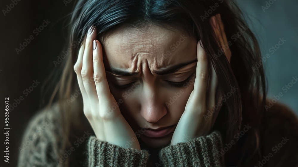 Powerful portrait capturing the depth of emotional struggle during moral trauma experience Powerful portrait capturing the depth of emotional struggle during moral trauma experience