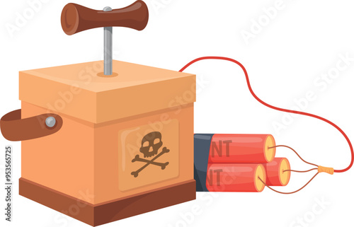 Tnt pile with explosive detonator cartoon icon