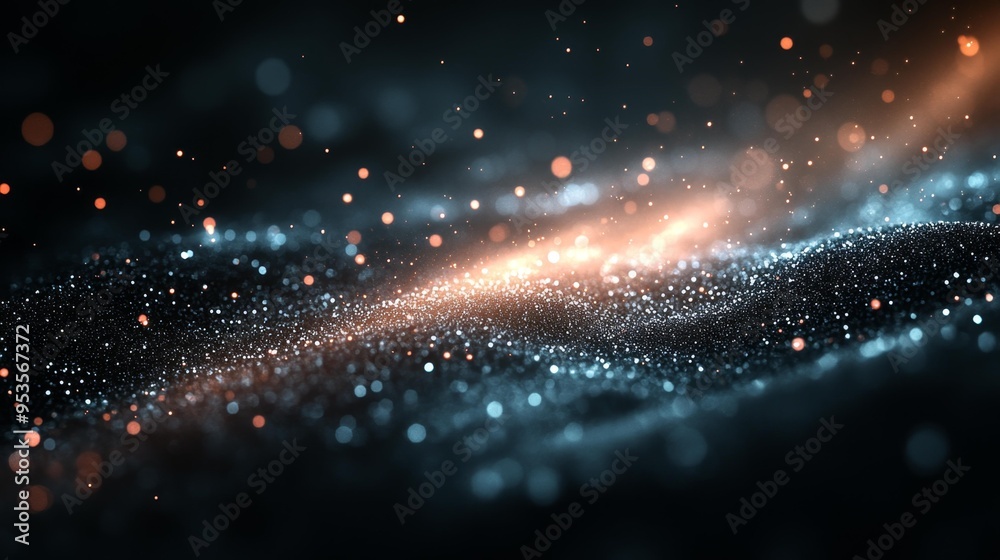 Obraz premium Abstract Glittering Particles in Motion Generative AI