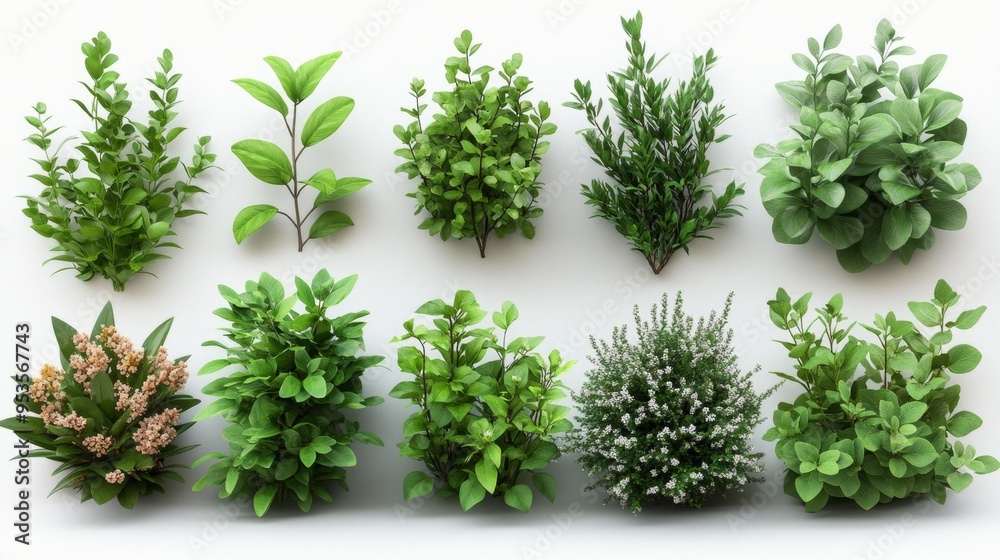 Naklejka premium Collection of Fresh Green Herbs Generative AI