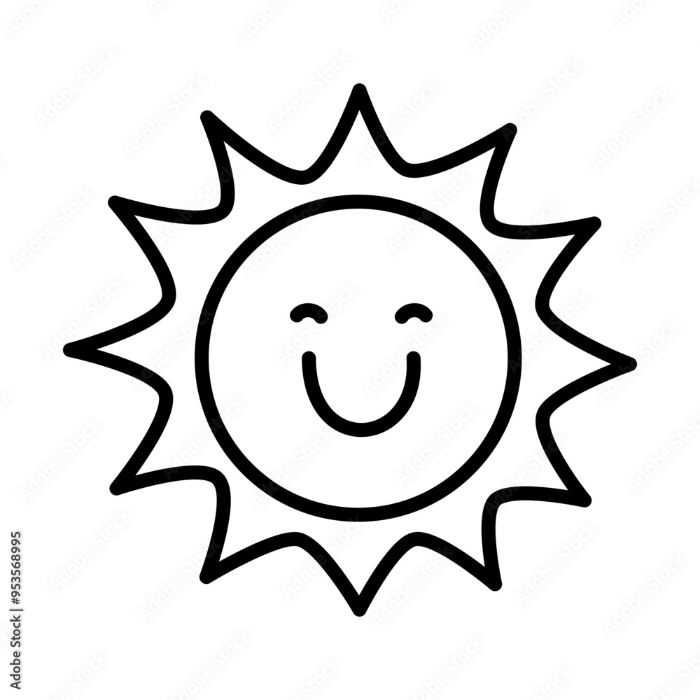 Happy sun line icon. Cartoon cute sun character. Smiling summer sunshine. Happy sun line icon. Cartoon cute sun character. Smiling summer sunshine.
