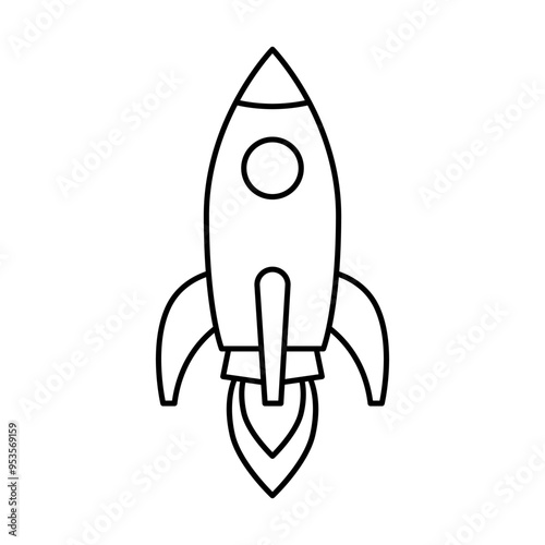 Rocket fly icon. Space travel. Project start up sign. Creative idea symbol. Rocket ship launched to space.