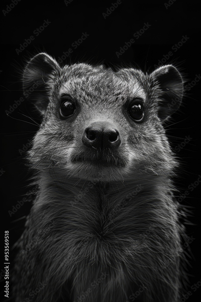Obraz premium portrait studio photograph of hyrax black and white