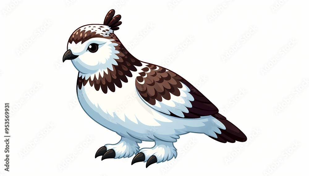 Fototapeta premium Ptarmigan bird against white background 