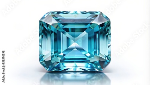Sparkling aquamarine gemstone on a white background, aquamarine, jewel, gem, blue, shiny, crystal, precious, stone, mineral