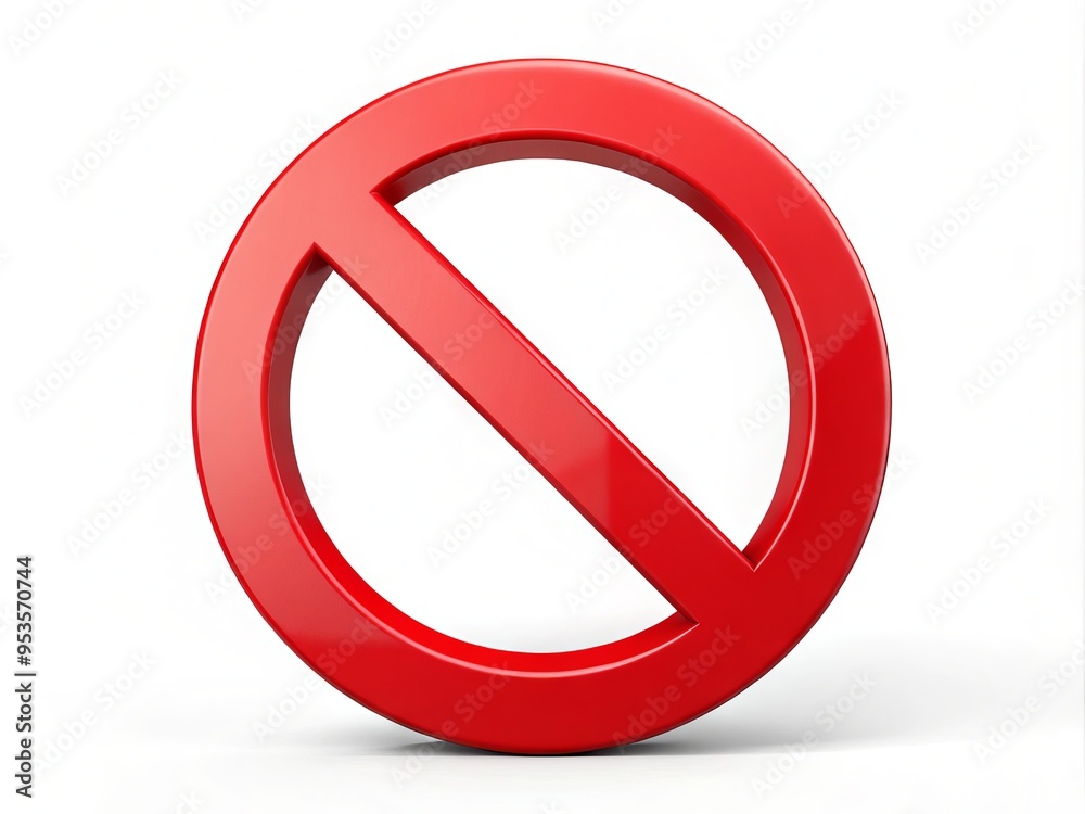 A bold red circle with a prohibiting line through it, symbolizing restriction, prohibition, or denial, conveying a A bold red circle with a prohibiting line through it, symbolizing restriction, prohibition, or denial, conveying a