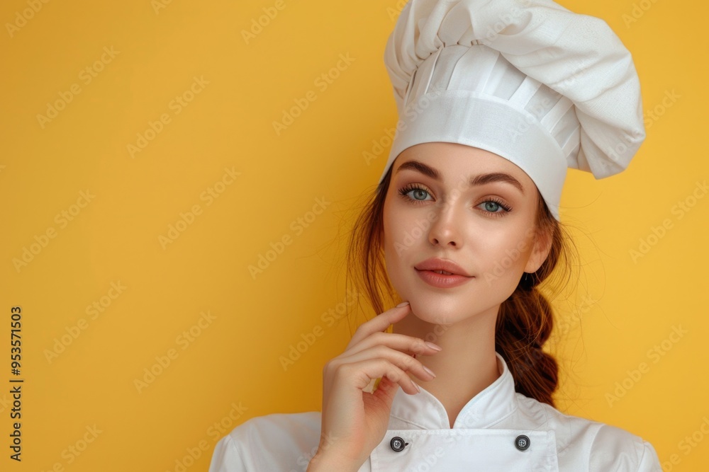 Woman wearing chefs hat Woman wearing chefs hat