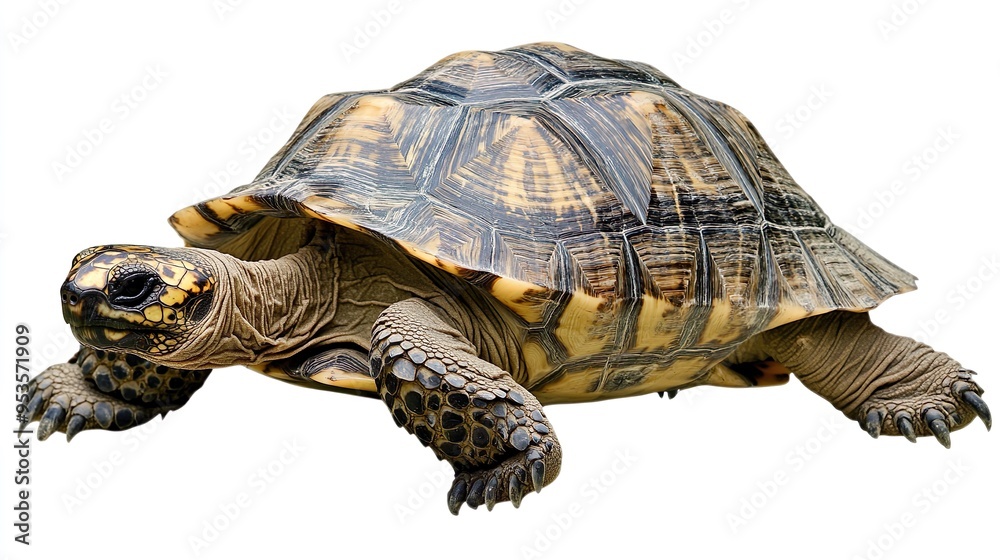 Fototapeta premium A large tortoise is laying on its back